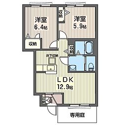 フルーレット 2LDKの間取図画像