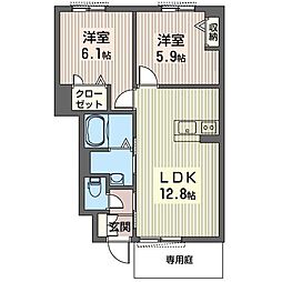 プライムC 2LDKの間取図画像