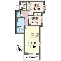 ザ　グランド　自治医大 3階2LDKの間取り