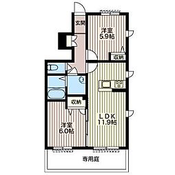 ラヴィエール 2LDKの間取図画像