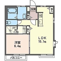 ハイツエンデュランスB 1LDKの間取図画像