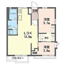 ハイツエンデュランスA 2LDKの間取図画像