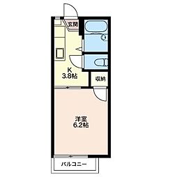 マロニエハウス 2階1Kの間取り