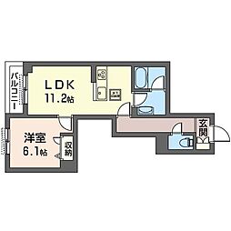 ボヌール和田 1LDKの間取図画像