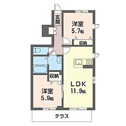 MASTLIFE一橋学園A 2LDKの間取図画像