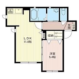 メゾン・ド・フルール 1LDKの間取図画像