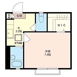 ルミエール 1Kの間取図画像