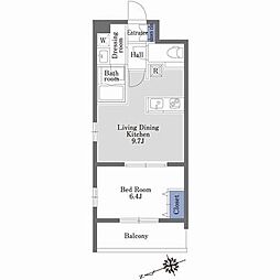 MASTLIFEAKABANEWEST 1LDKの間取図画像