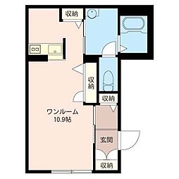 ベルフォレスト ワンルームの間取図画像