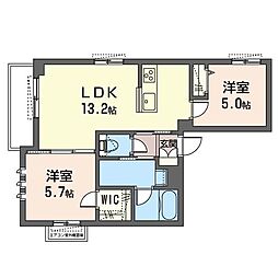 WestLakeHouse 2LDKの間取図画像