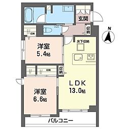 ソフィア新宿 1階2LDKの間取り