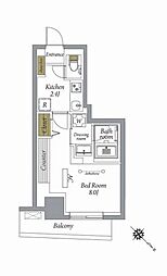 ル・リアン築地 6階1Kの間取り