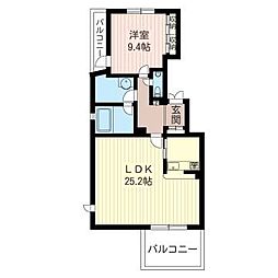 ラフィーヌ中目黒 1LDKの間取図画像