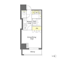 プライムメゾン文京本郷 1Kの間取図画像