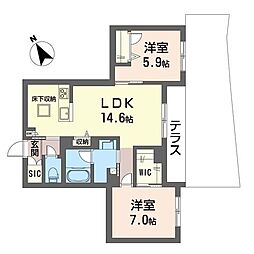 フレシア笹塚 2LDKの間取図画像
