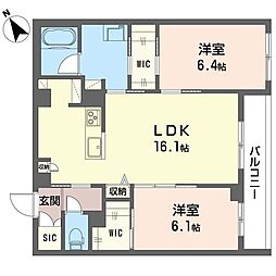 フレシア笹塚 2LDKの間取図画像