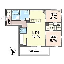 フレシア笹塚 2LDKの間取図画像