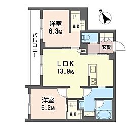 フレシア笹塚 2LDKの間取図画像