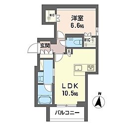 リアン下馬 EAST 1LDKの間取図画像