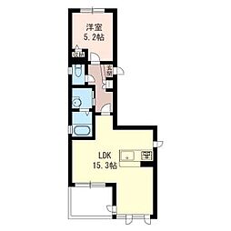 グランドソレーユ下馬 1LDKの間取図画像