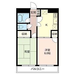 ラ・エスペランサ 2DKの間取図画像