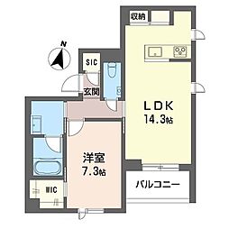 カンタービレ荻窪 1LDKの間取図画像