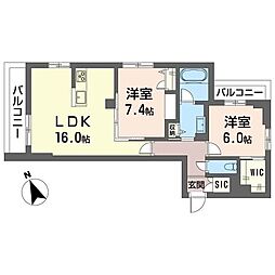 リーブリット吉祥寺 2LDKの間取図画像