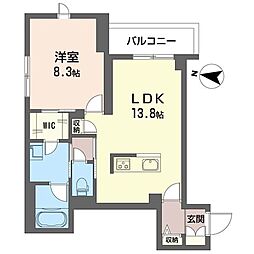 グランセーヌ 1LDKの間取図画像