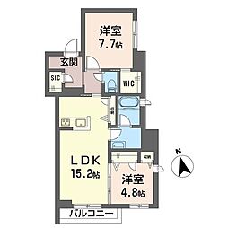 ラカシェット 2LDKの間取図画像