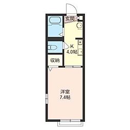 ラヴィ・ド・松庵 1Kの間取図画像