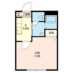 シャーメゾン田無 1階1Kの間取り