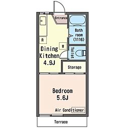 コーポ光永 1Kの間取図画像