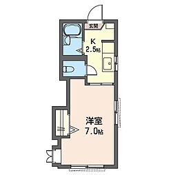ミーツハオス・W 1Kの間取図画像