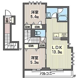 メゾンアンビシア 2LDKの間取図画像