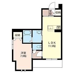 Ambiera 1LDKの間取図画像