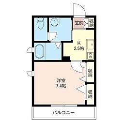 大岡山FLAT 1Kの間取図画像