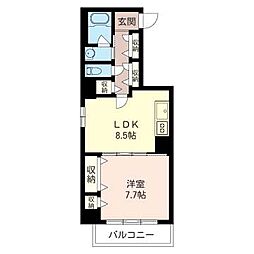 BrownEight喜風 1LDKの間取図画像