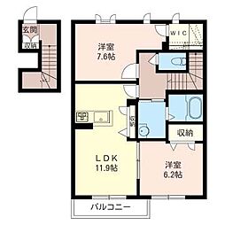 グリナージュK 2LDKの間取図画像