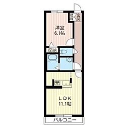 マストライフ小平仲町 1LDKの間取図画像