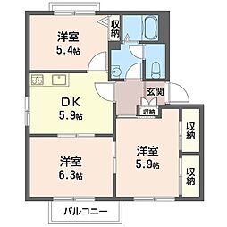 パークサイド・ディアス1 3Kの間取図画像