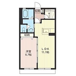 グランドール早道 1LDKの間取図画像