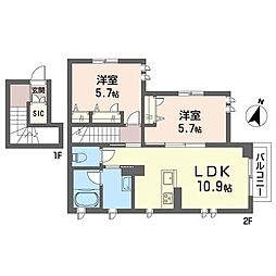 メゾンドゥシュウ 2LDKの間取図画像