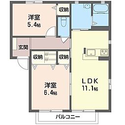 ルミエール 2LDKの間取図画像