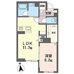 プラージュ茅ヶ崎 1LDKの間取図画像