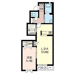 エクセル 1LDKの間取図画像