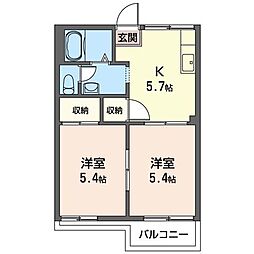 メゾン向原No.1 2Kの間取図画像