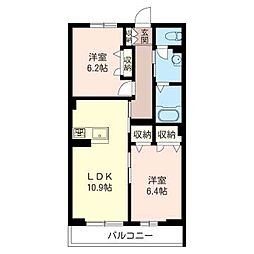 エクラージュ 2LDKの間取図画像