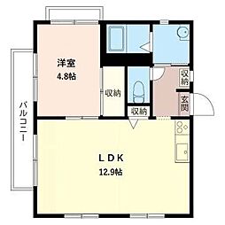 エスペランサ緑園 1LDKの間取図画像