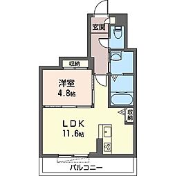ベレオ城山 1LDKの間取図画像