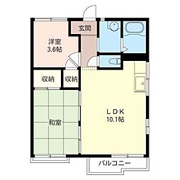 コーポ影取3 2LDKの間取図画像
